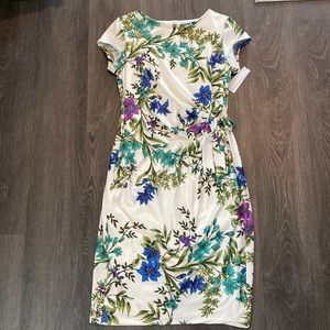 Floral side tie bodycon dress